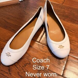 Coach Women's White Leather Flats